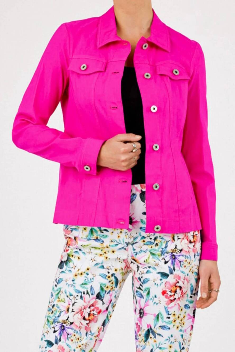 NEW ROBELL stretch denim jacket in hot pink
